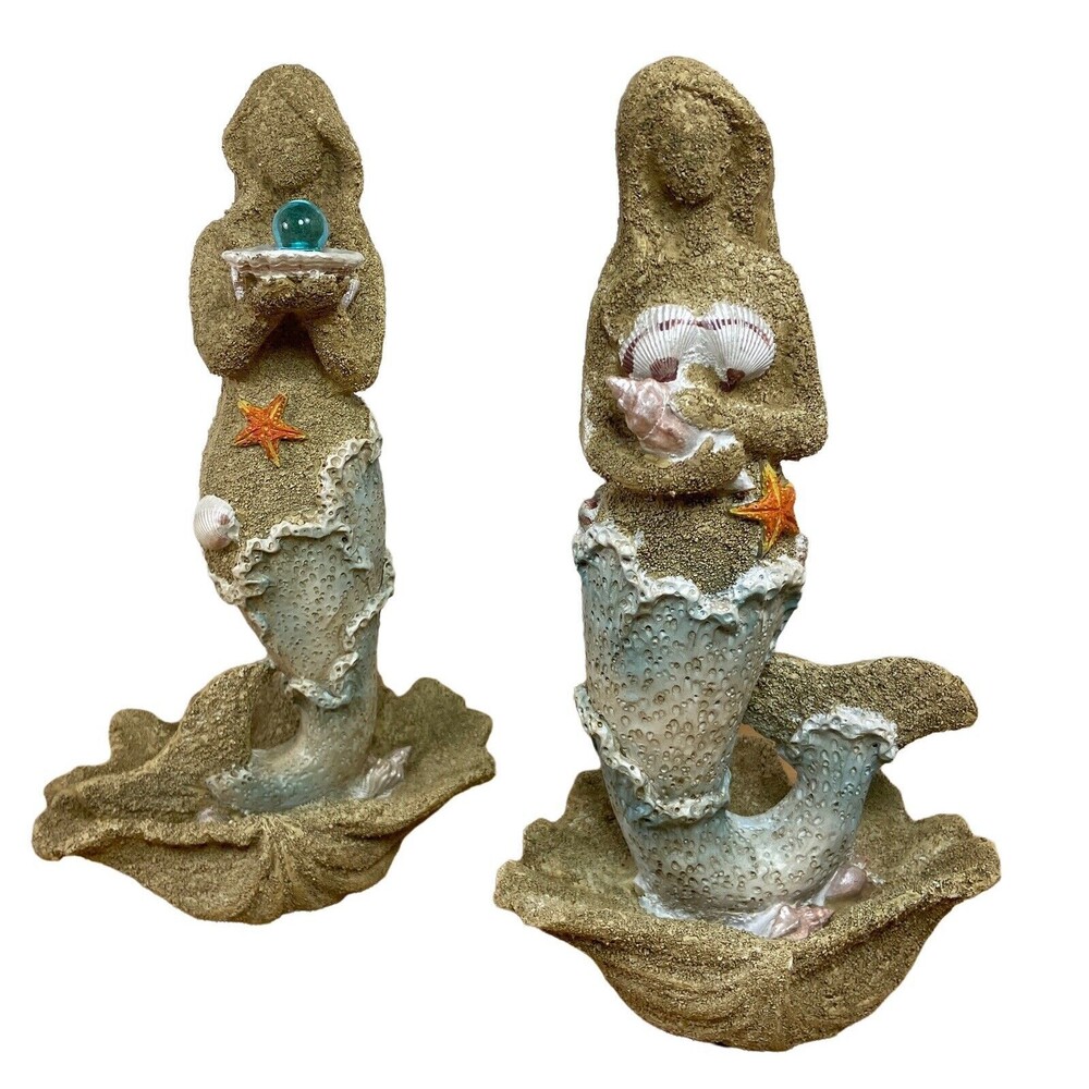 Gallarie II Figurines Sandy Mermaids with Shells Set of 2 9.5 inch Assorted NWT